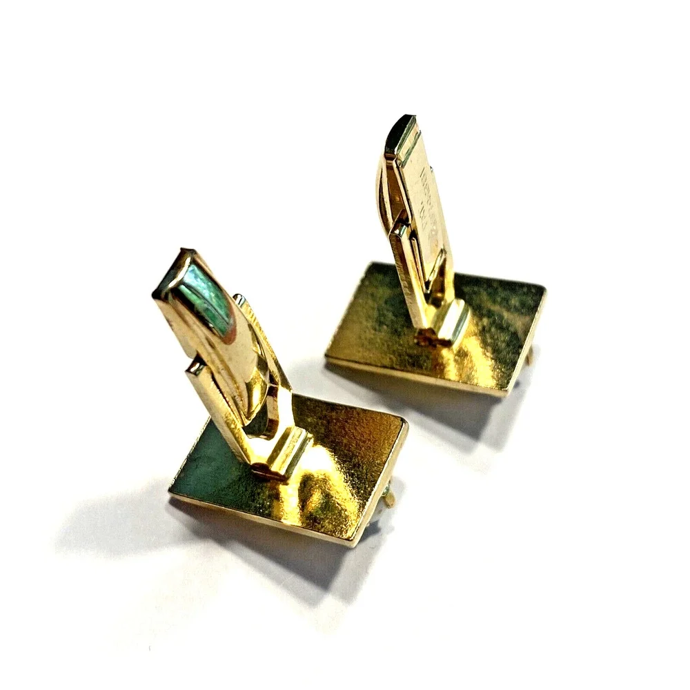 Vintage Cufflinks Mens Jewelry Embossed Goldtone & Single Pearl Bead Detail